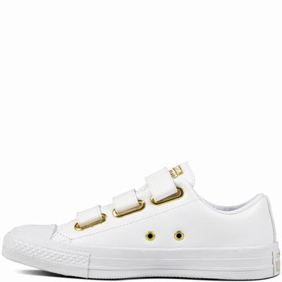 Converse Chuck Taylor All Star 3v Sl + Hardware Low Tops Womens - White/White/Gold Shoes (924AMZXU)